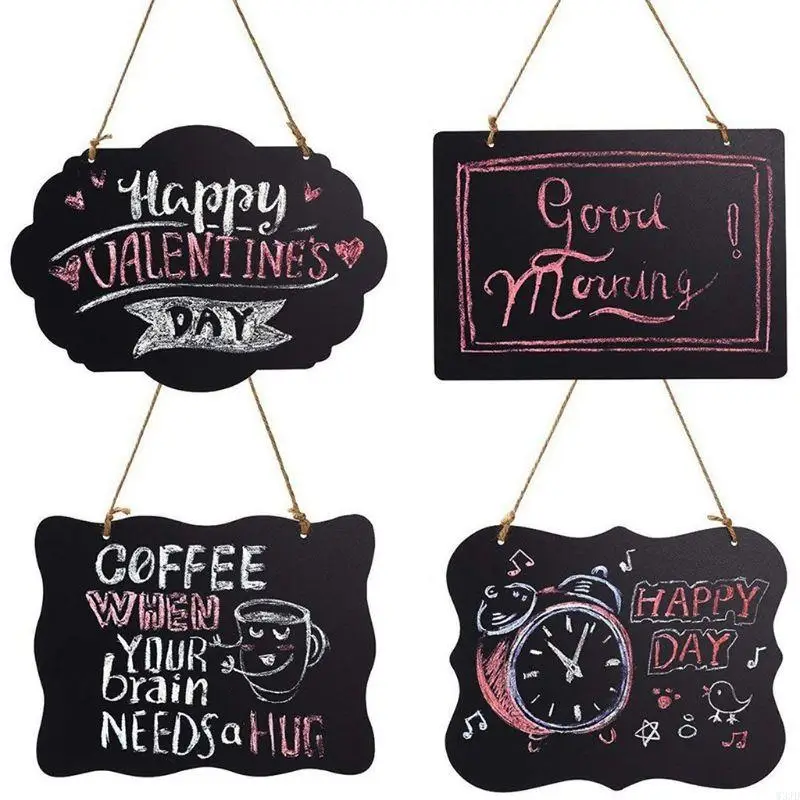 W3JD Erasable Chalkboard Signs Small Message Board Hanging Blackboard Sign
