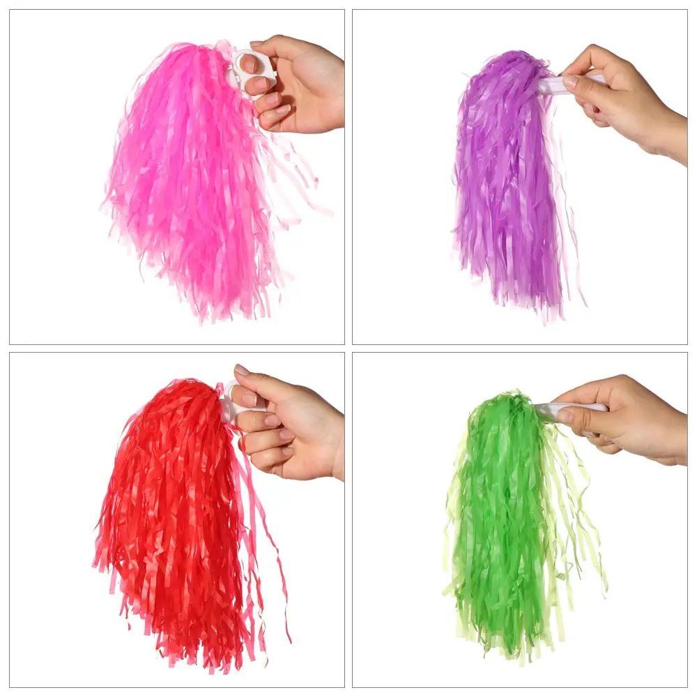 1 Pair Multicolor Cheerleading Pom Poms Cheerleading Cheering Flower Ball Fancy Dance Party Decorator Club Sport Supplies