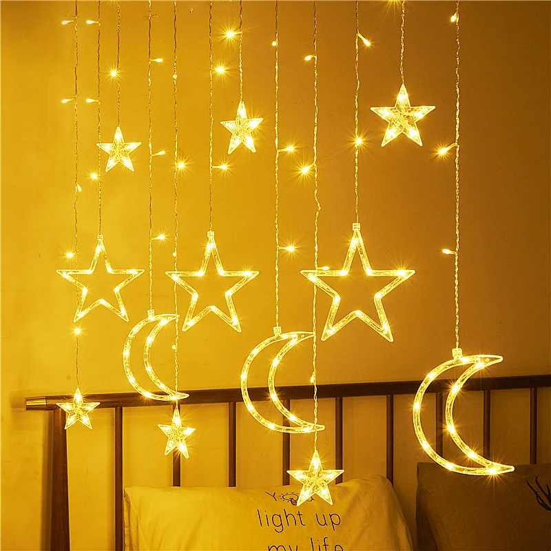 

3.5M Garland Curtain Lights String Fairy Star Christmas Ramadan Home Supplies Islam Muslim Wedding Party Decor for Window Garden