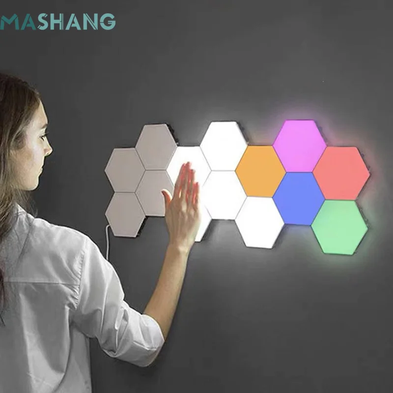 Smigre Bedøvelsesmiddel emne Led Wall Lamps Touch Sensor Quantum Lamp RGB Hexagon Light Panels Hexagon  Modular Touch Led Tile Lights for Bedroom Wall Decor