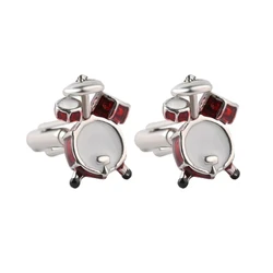 Elegant Crystal Enamel Men's Cufflinks - Round Design (Music Drum Cufflinks)