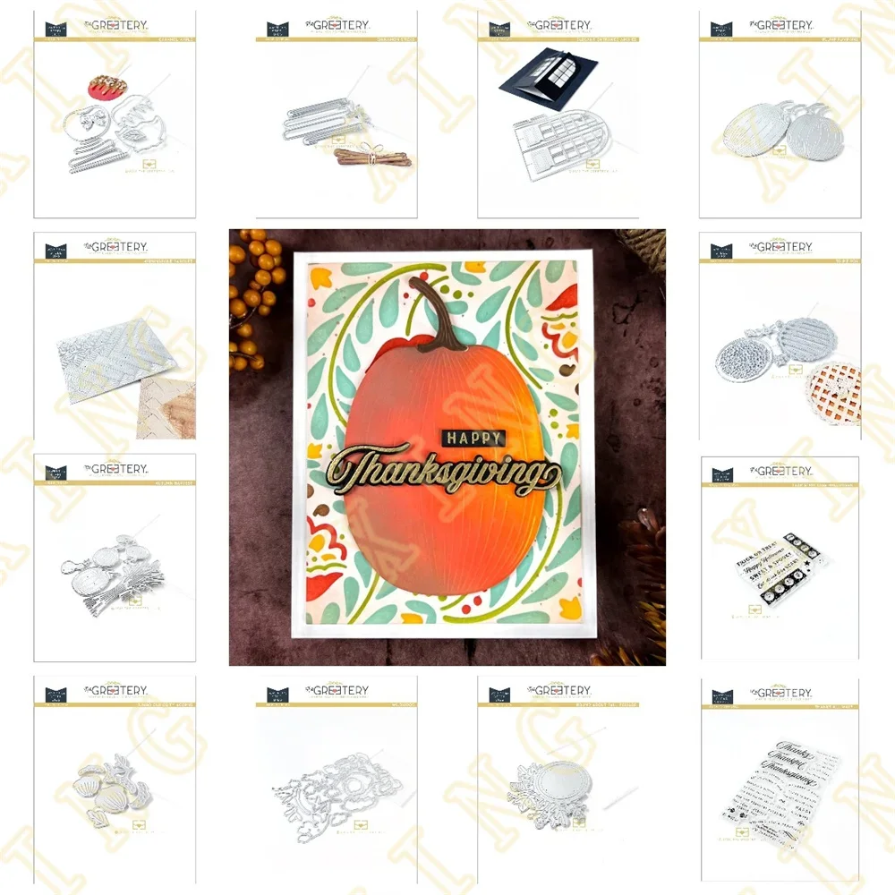 

Halloween Pumpkins Fall Foliage New Metal Cutting Dies Clear Stamps Stencil for Scrapbook Diary Decoration Embossing Template