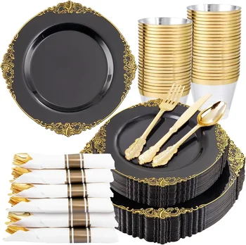 175PCS Black & Gold Party Set 1