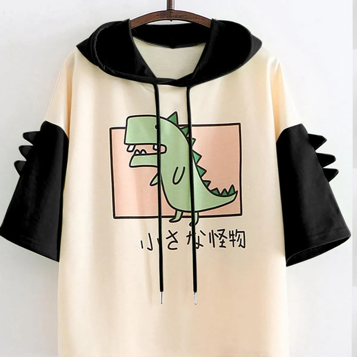 

Большая Акция 2023, популярный свитер с коротким рукавом и капюшоном с принтом маленького динозавра, футболка в стиле кампуса для девочек с героями мультфильмов, милая