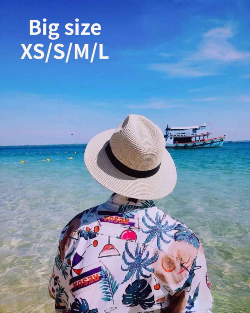 Straw Fedora Hat For Men Wide Brim Sun Hat For Summer Beach_voghion.com