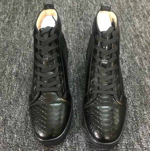 2023 Beertola Serpentine Men's Sneakers Lace Up High Top Flats Large Size Sports Walk Casual Men Shoes Party Black Color 3