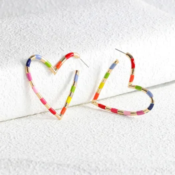 Colorful Heart Hoop Earrings