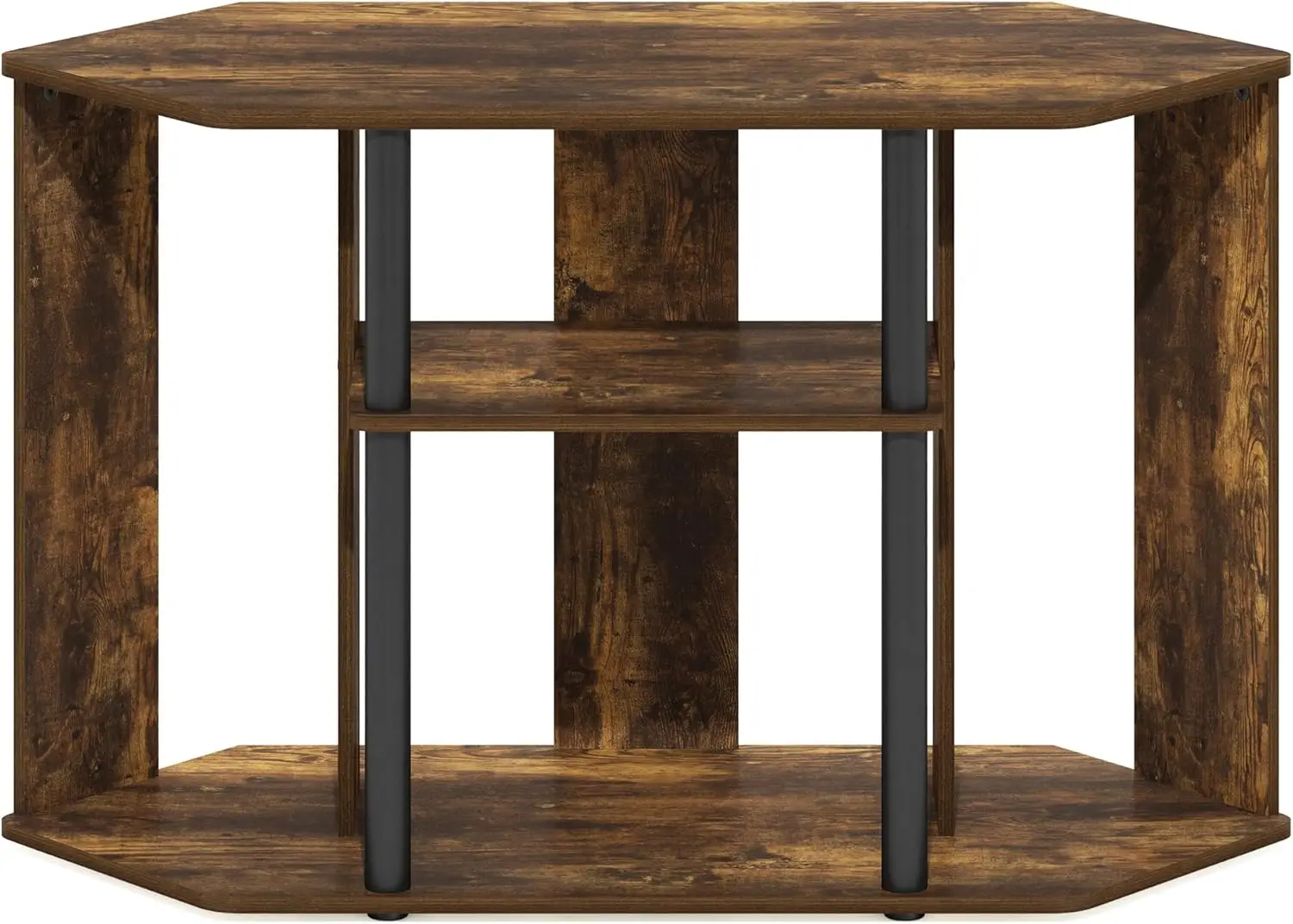 Classic Stand with Plastic Poles for TV up to 43-Inch, Amber Pine/Black