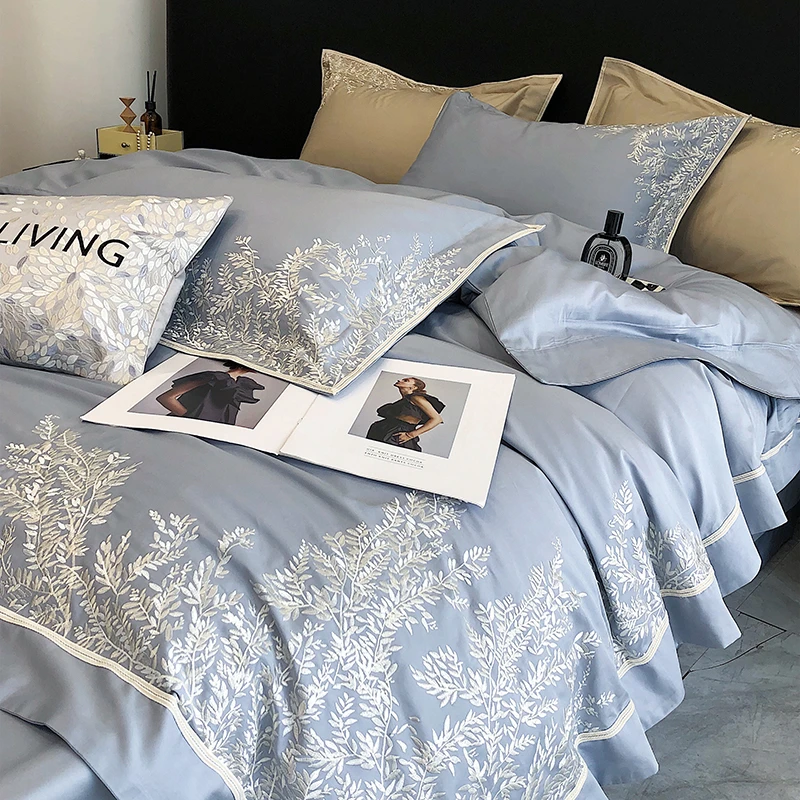 Bedding set Egyptian cotton soft duvet cover Flat bed sheet pillowcases