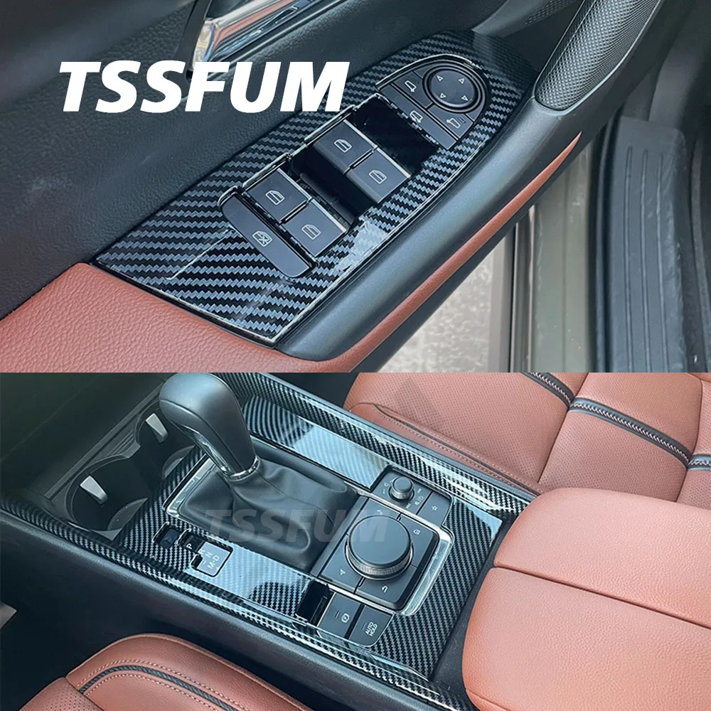 Car Interior Carbon Fiber Full Set Sticker Control Gear Shift Panel Cover for Mazda CX-50 CX50 2022 2023 2024 Auto Accessories