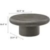 Grey round concrete coffee table - Cement Low floor coffee table - Weather resistant stone patio coffee table 3