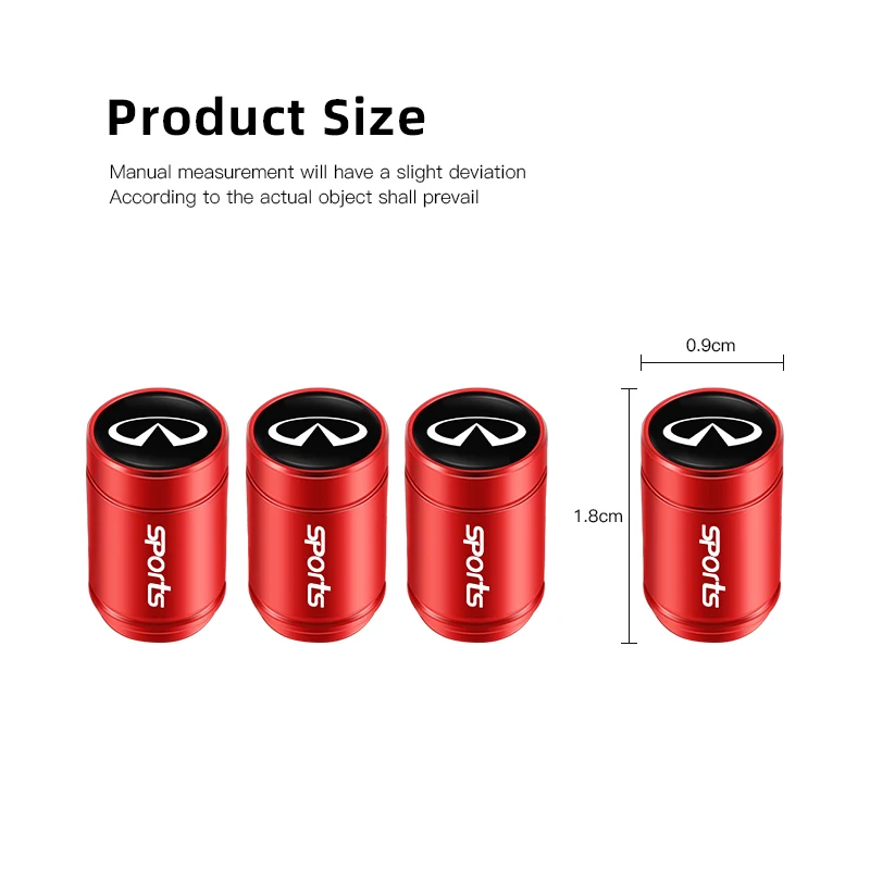 인피니티 Q50 Q60 QX50 M37 ESQ JX35 QX70 Q30 FX50 Q70 EX35 M35 FX45 용 4개 금속 타이어 밸브 캡 자동차 방진 캡 액세서리