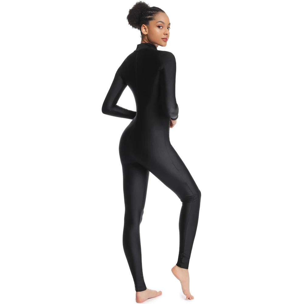 Cosplay Costume Adult Unitard Women High Neck Long Sleeve Unitard Spandex Turtleneck Full Body Unitard Dancewear One Piece Stage Performance Catsuits