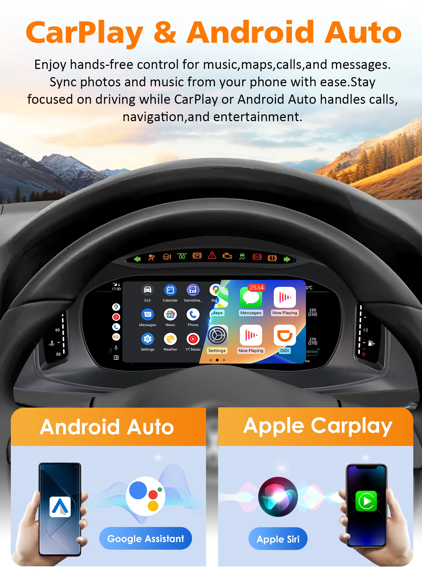 Hizpo - Panel de Instrumentos Digital para Automóvil de 10.25 Pulgadas para Volkswagen Multivan T5 2008-2015, Pantalla de Instrumentos con Carplay, Velocímetro, Medidor de Velocidad, Juego de Indicadores Inteligentes, Cabina Virtual, Modificación de Radio para Automóvil, HDMI Automotriz 4