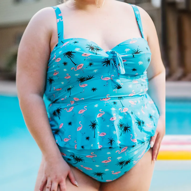 Women Solid Push Up Padded Bra Swimsuit Plus Size Two Piece Bikini Set Swimsuit Bathing Suit Brazilian Biquini Swimwear M-5XL