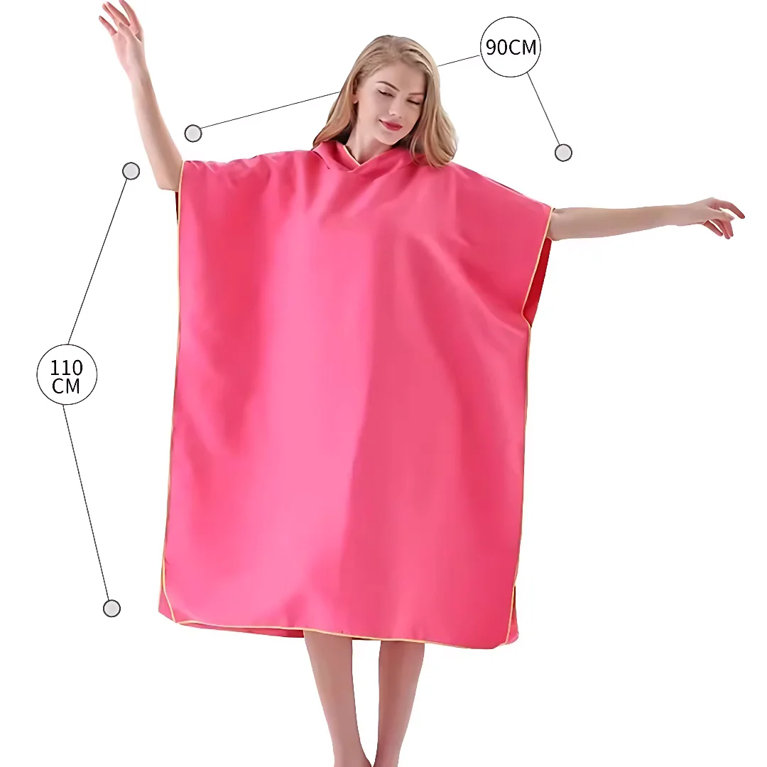110x90cm Quick Dry Bathrobe Adult Surf Poncho Change Towel Microfiber Wearable Beach Towel Swimming Hooded Absorbent Bathrobe 6