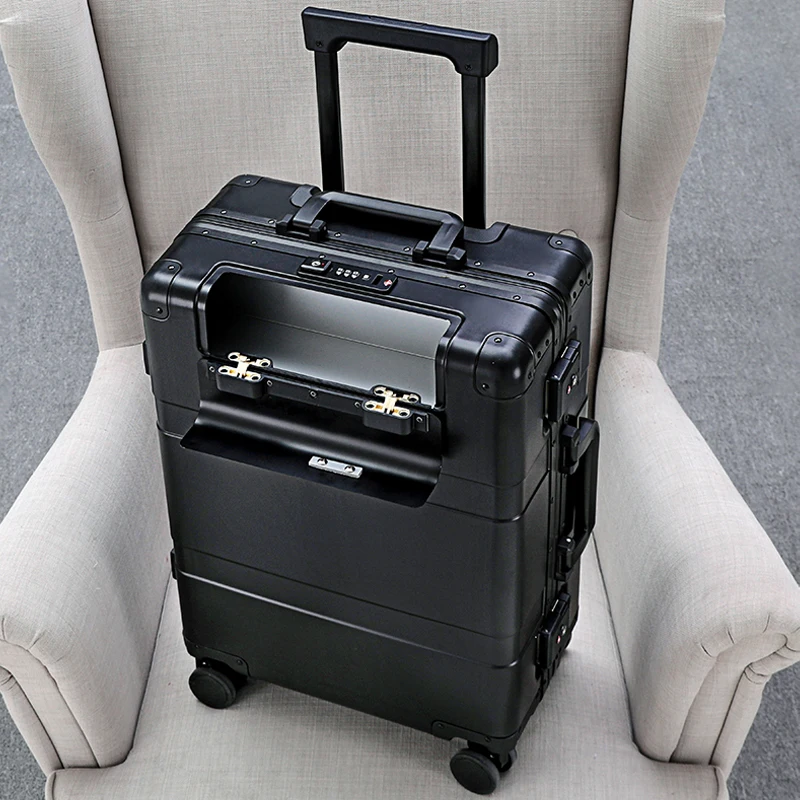 Aluminum Travel Suitcase Spinner brand Hard Trolly Case Aluminium Rolling Luggage 20"24"26"28" Inch Trolley box