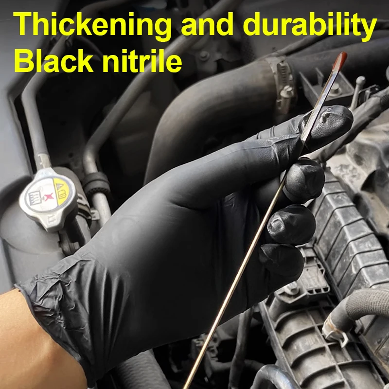 Disposable composite nitrile gloves PVC nitrile synthetic black high elasticity household car cleaning protective gloves