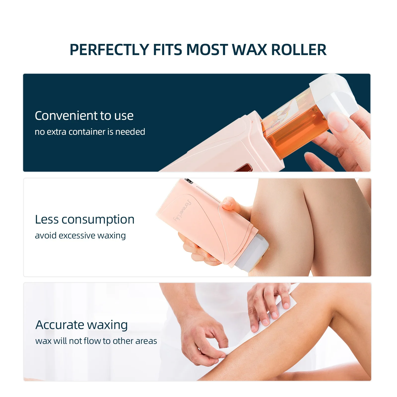 3 In 1 Depilatory Hair Removal Roll Wax Heater Facial Body Hair Remover Epilator Wax Heating Machine Waxing Strips Paper Set