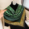 2024 Spring and Autumn New Simulation Silk Large Square Scarf 90x90 Printed Square Scarf Emerald Silk Scarf Scarf Headscarf 3
