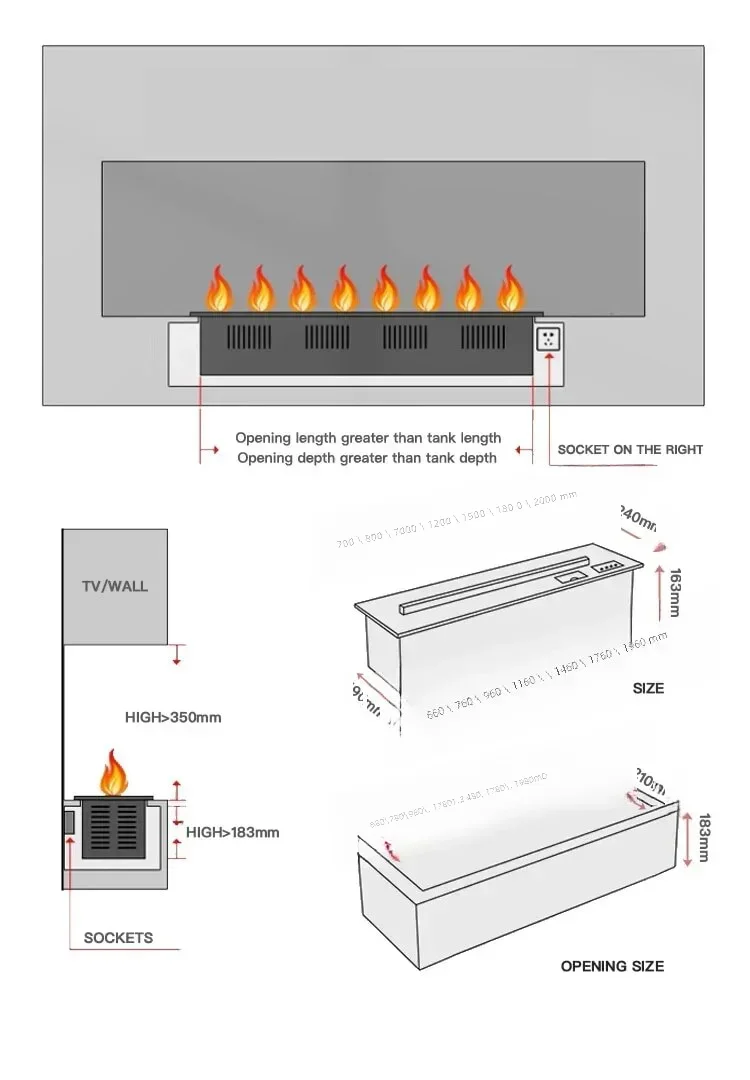 120CM 3D  fireplace humidifier interior decoration colorful flame touchable TV cabinet decoration electric fireplace