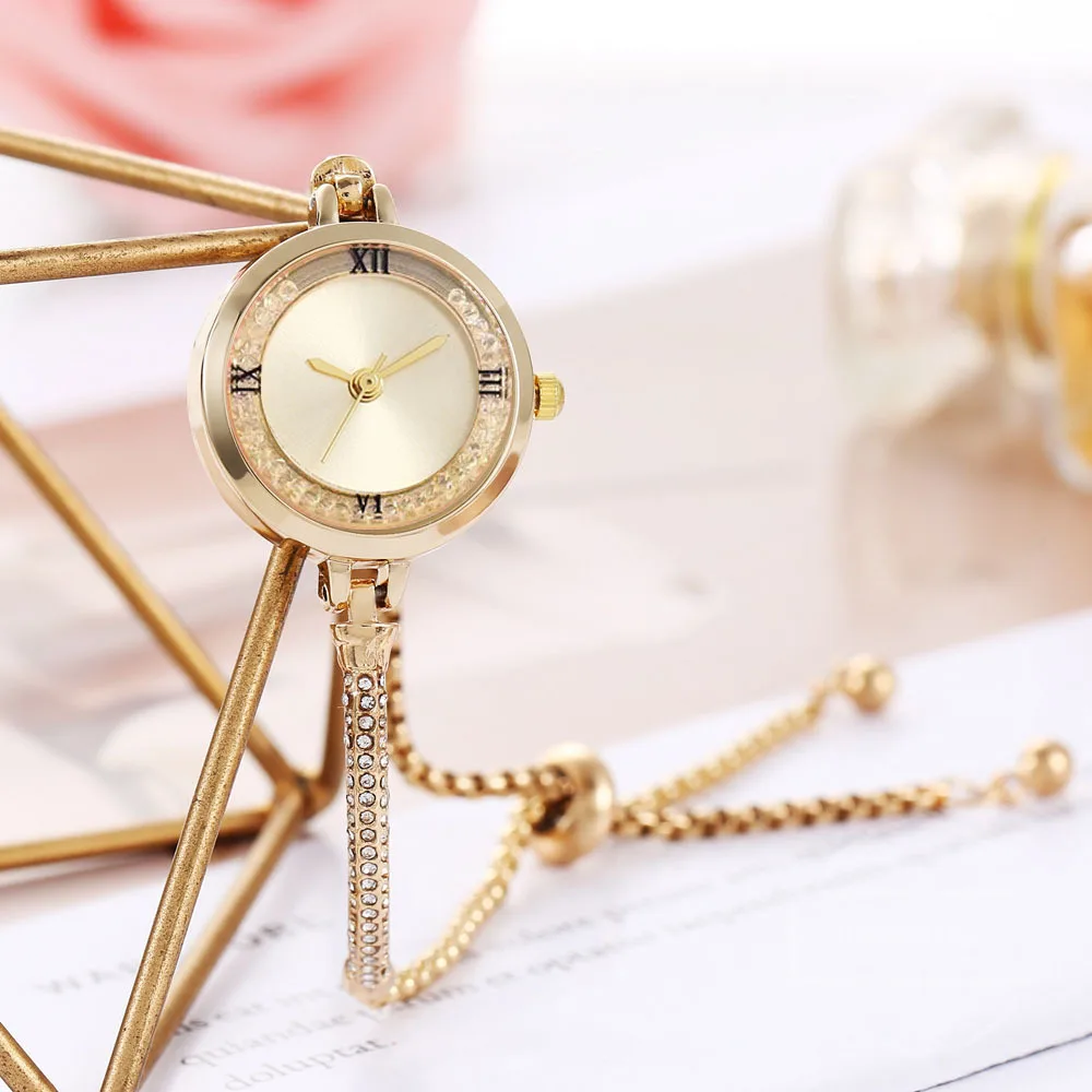 Fashion Women&rsquo;s Wristwatch Gold Bracelet Small Dial Elegant Watch Cute Women Steel Bracelet Watch Quartz Wristwatch women watches electronic watch
