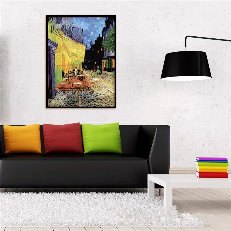 45*32cm Paper Jigsaw Puzzle 350 Pieces Cafe Terrace at Night Van Gogh Stress Relief Children Educational Entertainment Christmas 6