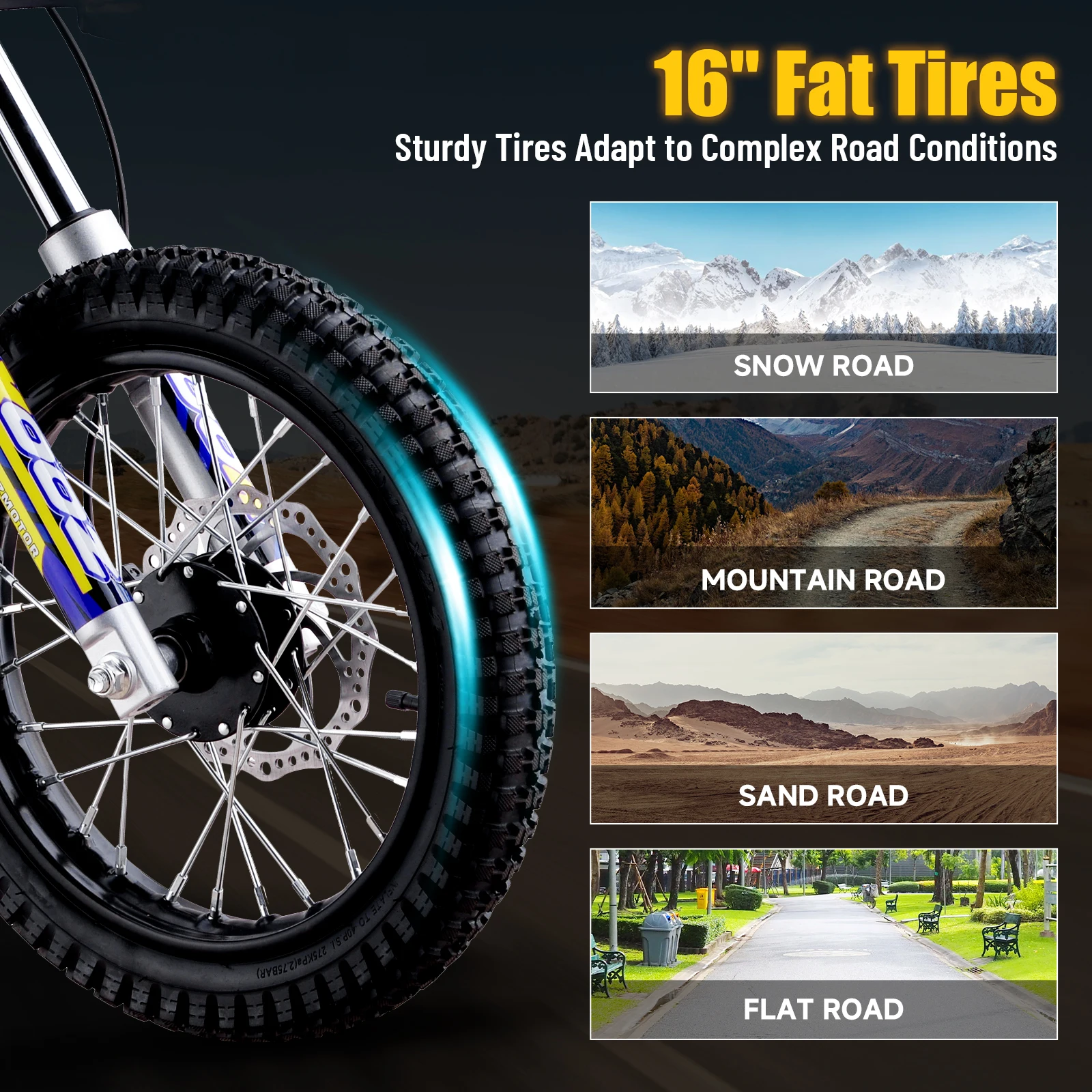 KOOZ HP112E PRO 36V 1000W Electric Motorcycle for Kids, Electric Dirt Bike Up to 20.6 MPH & 19 Miles Long-Range.