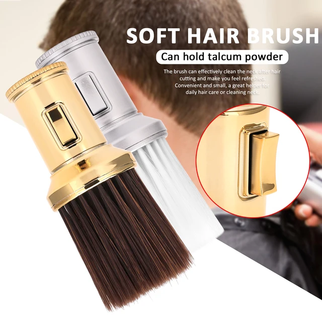 Brosse de barbier professionnelle et plumeau de cou, brosse de nettoyage de coupe de cheveux en poils de sanglier doux pour outil de tondeuse à cheveux de Salon (noir/blanc) 1