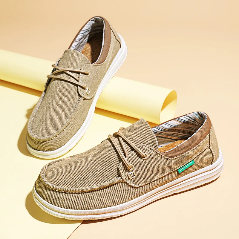 

Summer Men Canvas Shoes 2023 New Boat Shoes Outdoor Slip on Loafer Fashion Casual Flats Lightweight Non Slip Deck Shoes Big Size