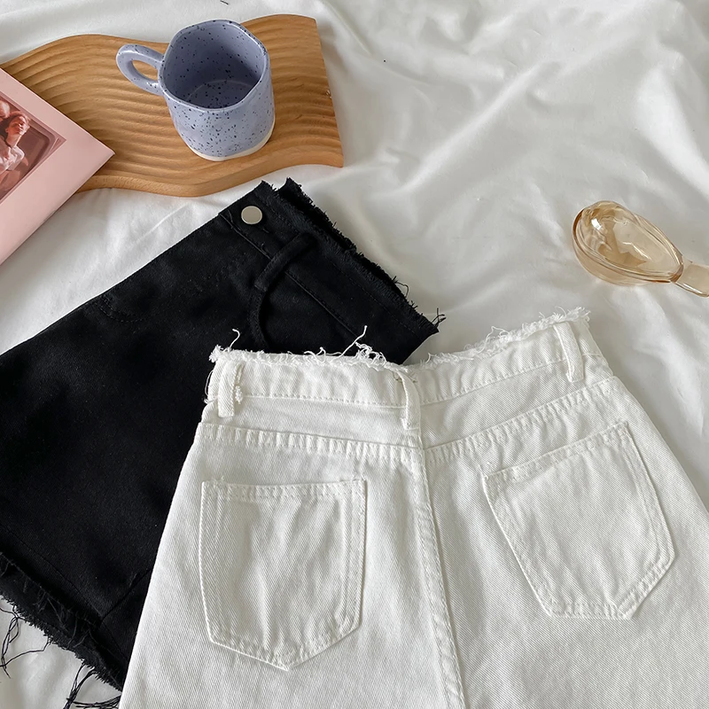 burberry shorts Korean Style High Waist Slimming A- line Versatile Raw Edge Denim Shorts Women's Fashion Wide-Leg Spring New Hot Pants old navy shorts