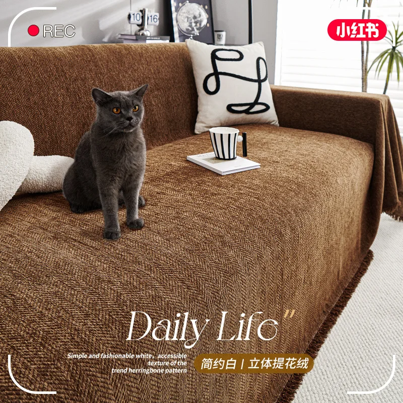 New Chenille Sofa Cover Anti Cat Scratch Blanket White Grey Sofa Towel for Living Room Furniture Decor Tapestry Couch Cover 4