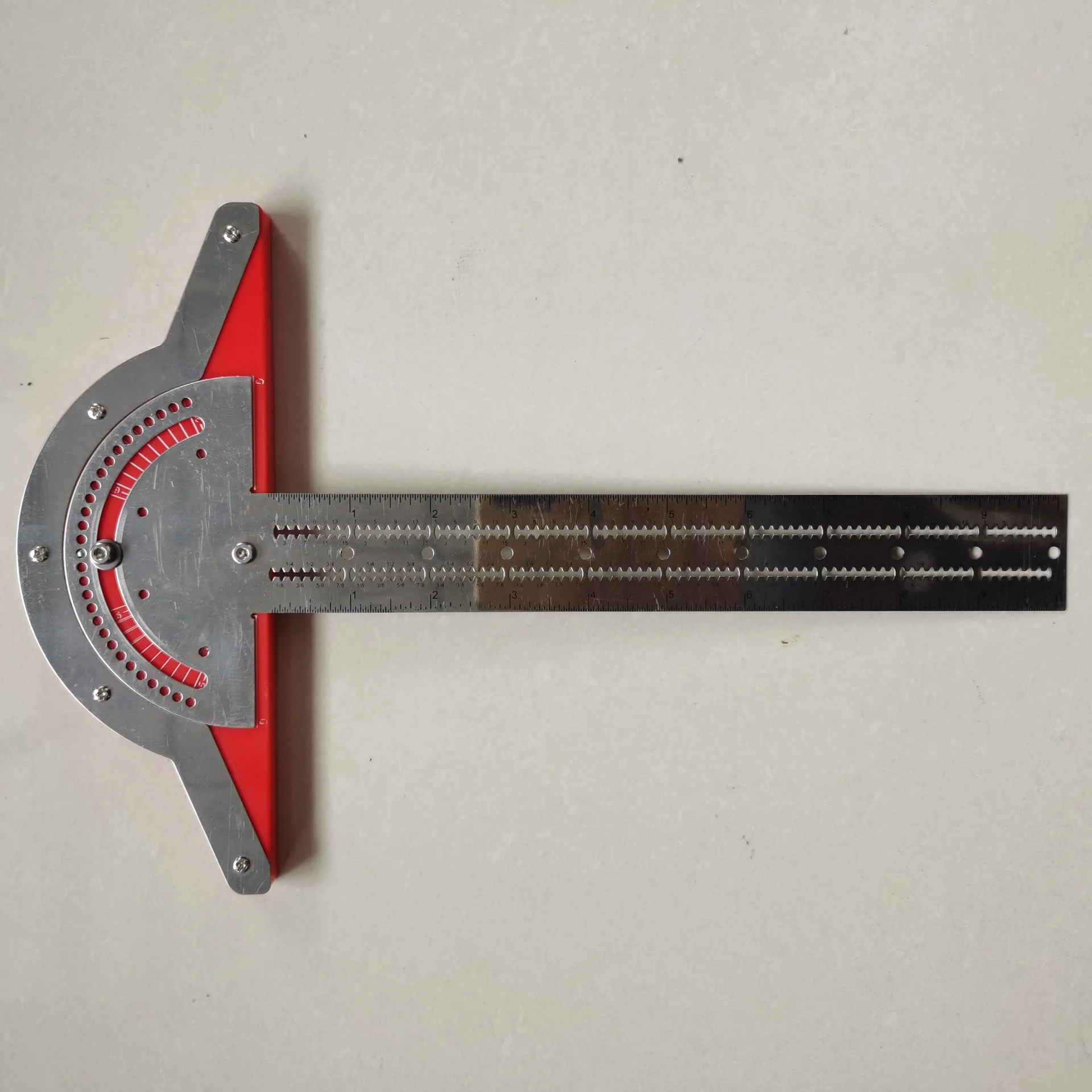 T-Type Woodworkers Edge Rule Protractor Angle Protractor Woodworking Ruler Angle Measuring Marking Carpentry Scriber Gauge Tools