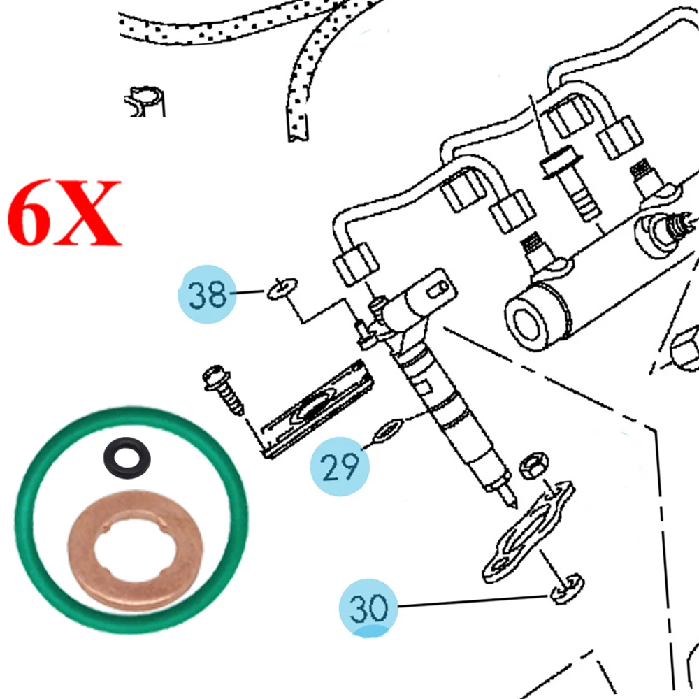 Ugello Iniettore Carburante Guarnizione In Rame Kit Guarnizioni O-Ring Per Seat Alhambra 2010-2018 Exeo Leon Sportstourer Ibiza Iv Tarraco 2018-2020