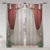 2pcs European Style Retro 3D Printed Translucent Curtains Multi-scene Polyester Rod Pocket Decorative Curtains For Living Room 2