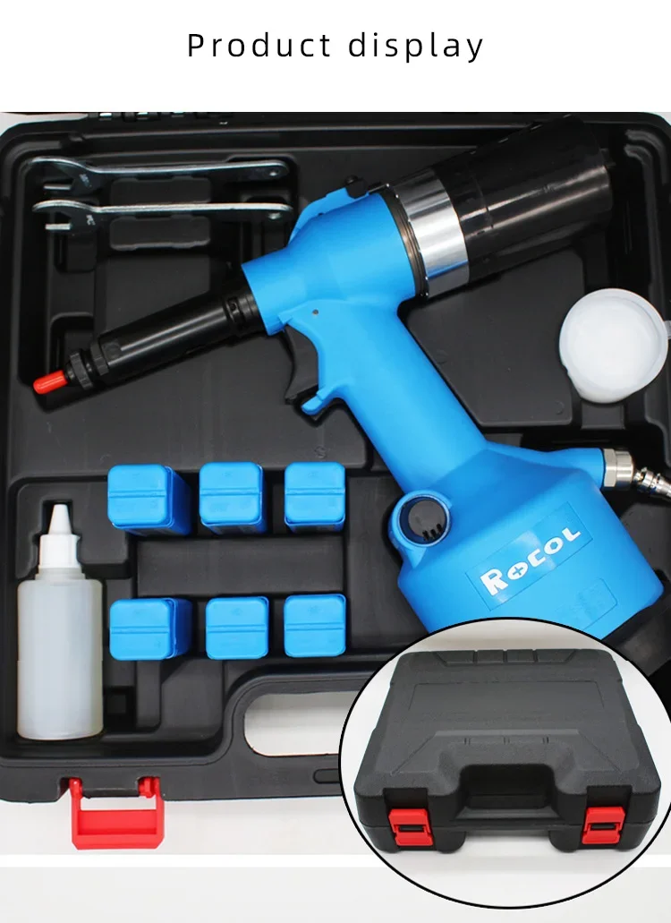 Rivet Gun and Nut Tool Set ROCOL Pneumatic Rivet Nut Gun Kit Industrial Adjustable M3-M12 Rivnut