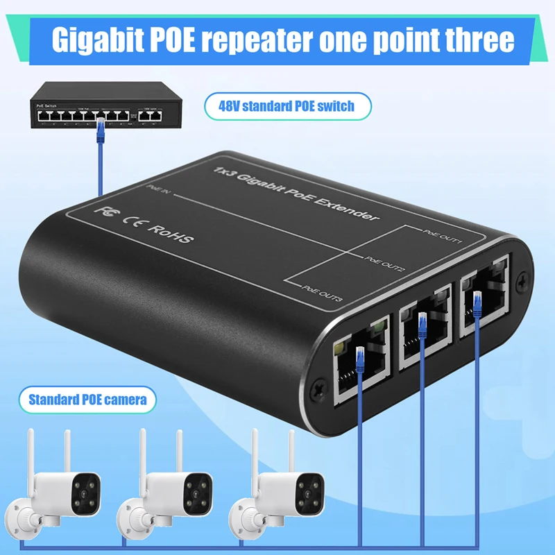 IEEE802.3Af/At 30W Network Poe Signal Gigabit Poe Extender Ethernet Repeater For Security Systems Camera-AU32