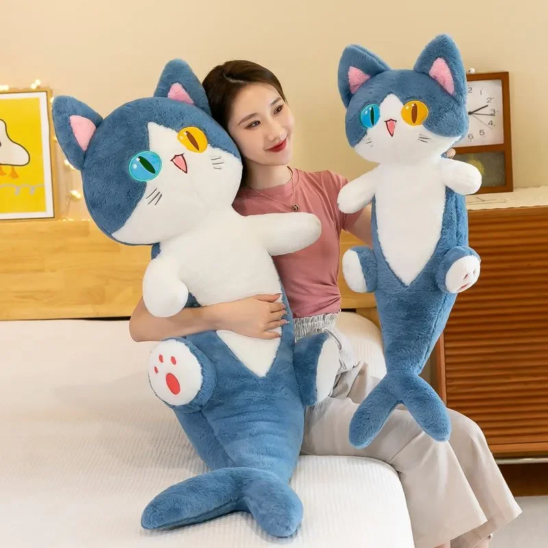 

Shark Cat Doll with Different Eyes Plush Toy Sleeping with Legs and Pillow, Rag Doll Doll, Spoof Birthday Gift for Best Friend