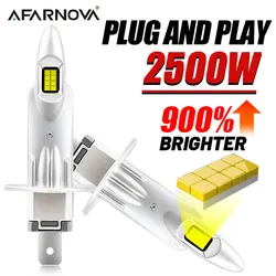 Ultra - Bright LED Car Headlight Bulbs - 1:1 Mini Wireless Design, 2500W, 3 Million Lumens, +900% Brightness Enhancement - H1 (6000K)