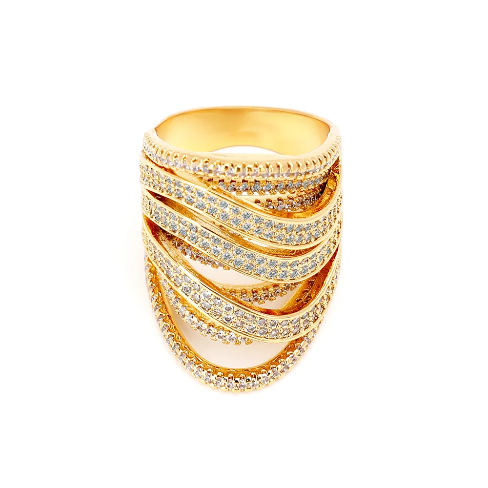 

Multilayer Crystal Ring Geometric Gold Color Rings For Women Fashion Jewelry Accessories Anillos Mujer.