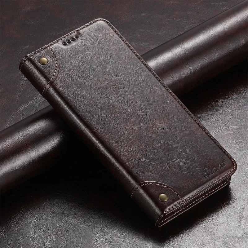 Elegant Leather Flip Cover with Magnetic Card Holder