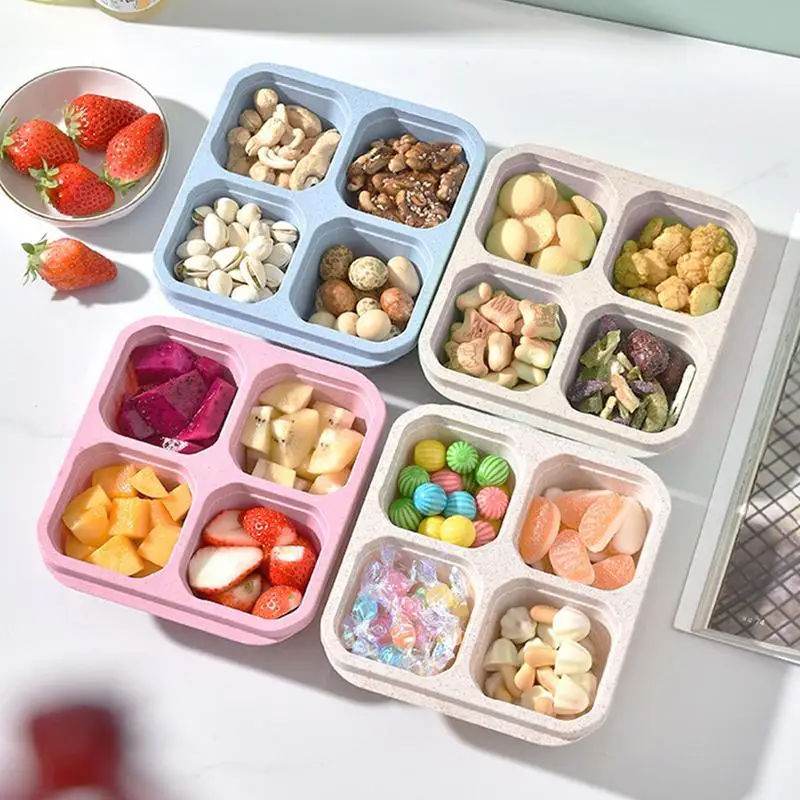 Bento Snack Boxes Meal Prep Container 4-Section with Lid 4-Compartment  Lunchable Container Reusable for Desserts Nuts - AliExpress