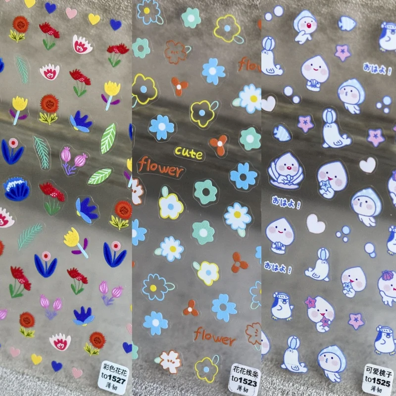 

[Meow.Sensei] Thin Tough 1523 Hot Adhesive Cute Nail Stickers Japanese Stickers Nail Stickers Flower Lines
