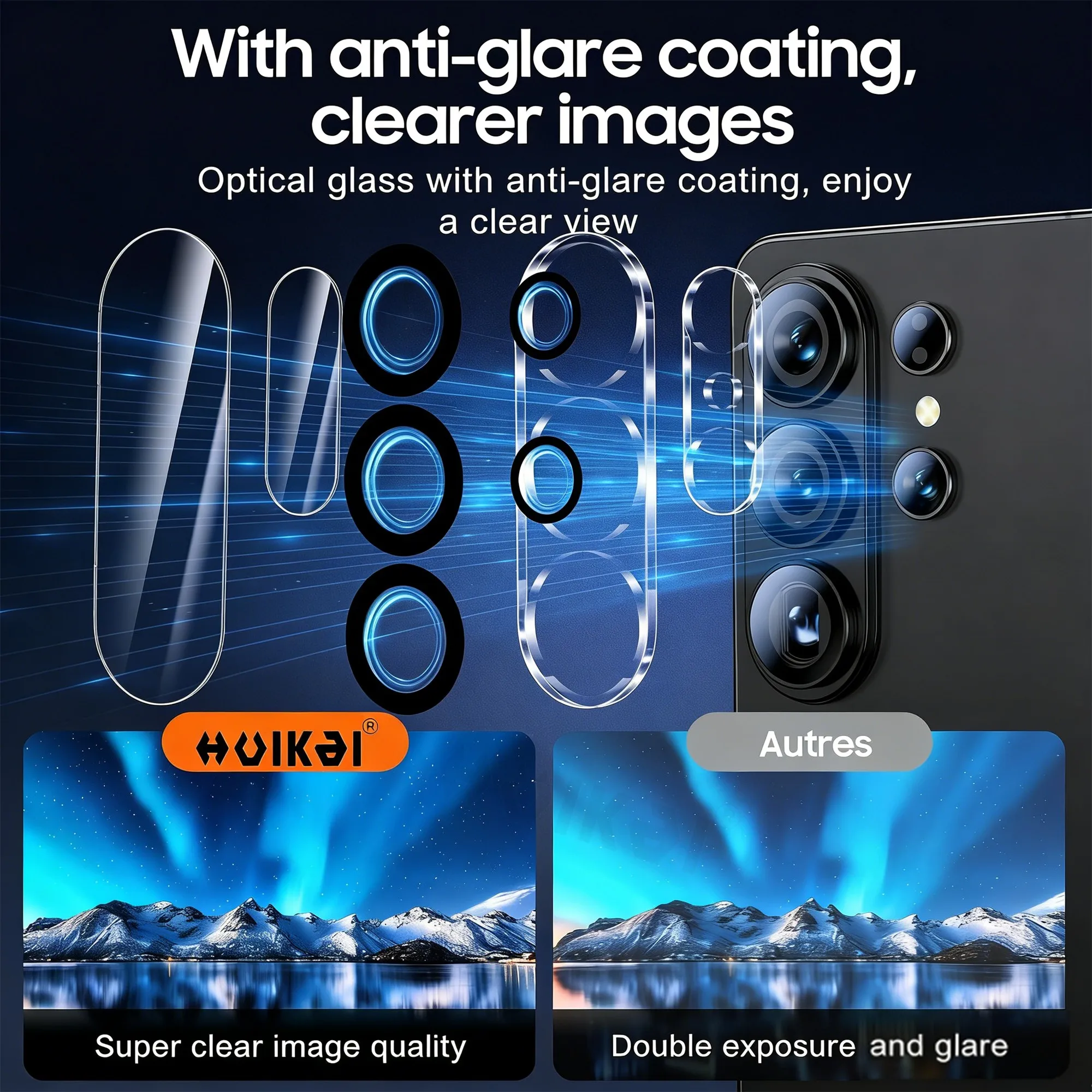 3-Pack Tempered Glass Camera Lens Screen Protectors - Anti-Scratch, High Definition