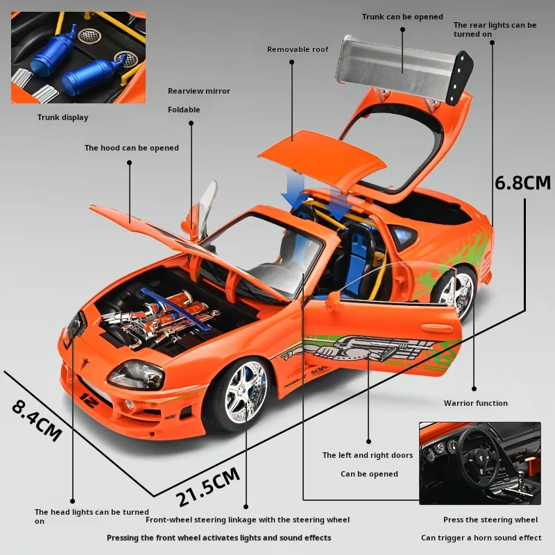 Premium Diecast Alloy Car with Openable Doors, Sound & Light Features - Collectible Ornament Gift