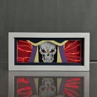 Overlord Albedo Led Light Box for Bedroom Decor Desk Anime Paper Cut Shadow Box Kids Birthday Gift Table Lamps Ainz Ooal Gown 2