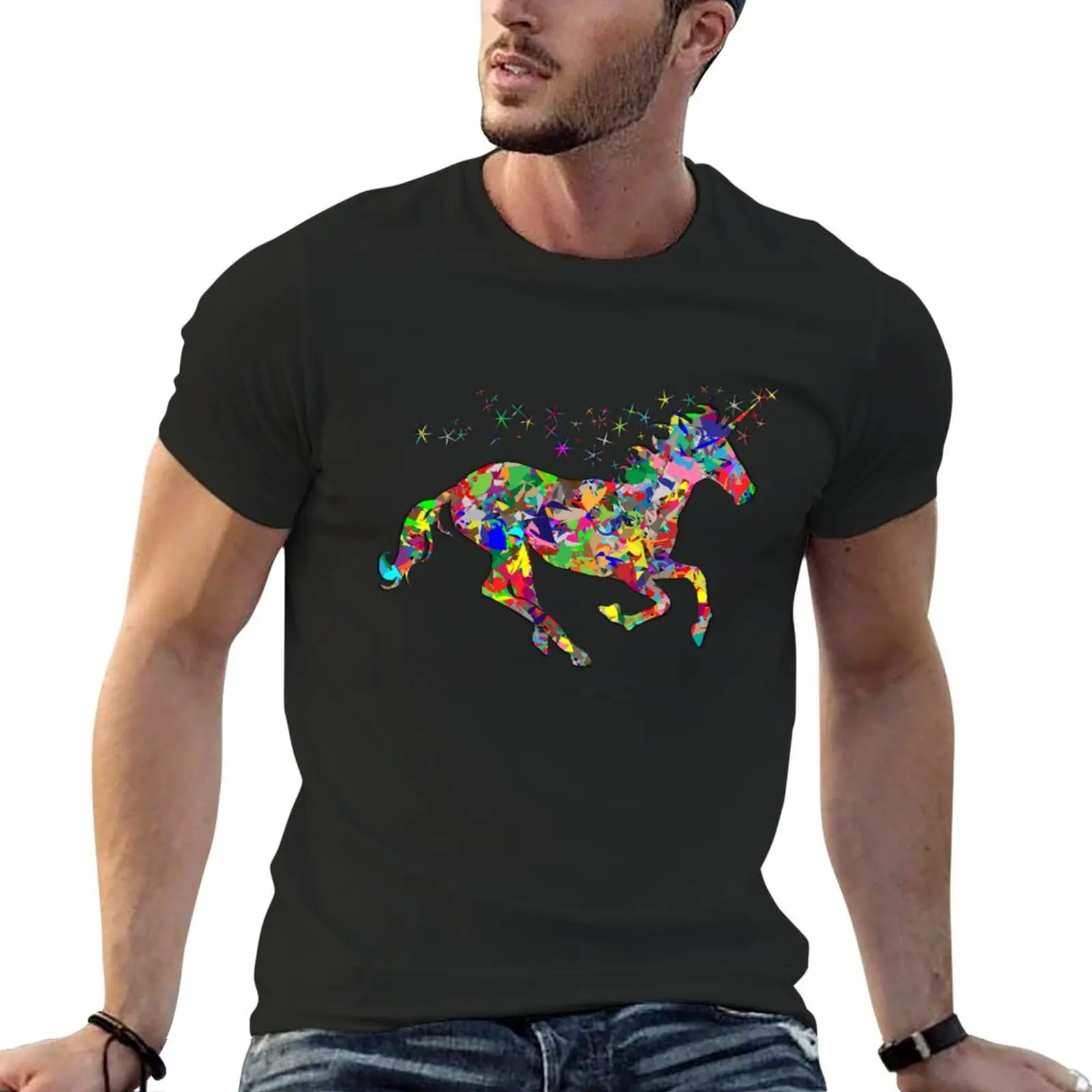 

Magical Colorful Horse T-Shirt cute tops T-shirt for a boy blank t shirts aesthetic clothes men workout shirt