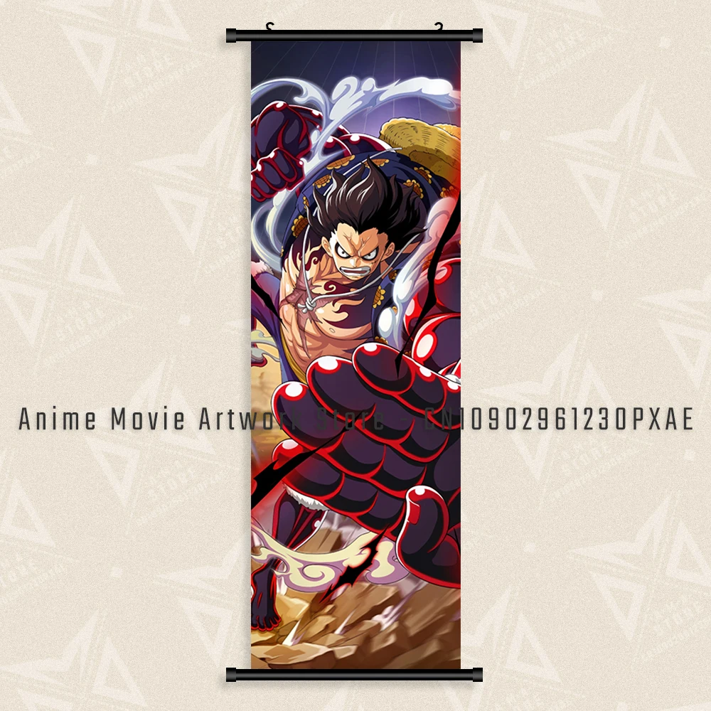 thumbnail image 1 of Póster de lienzo impreso con imagen HD de One Piece Luffy, pergaminos colgantes, decoración moderna para el hogar y la pared, 1 of 5