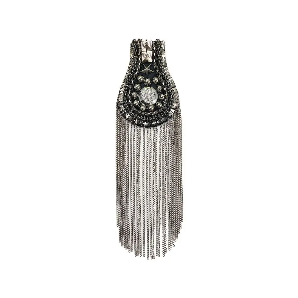 New Long Chain Shoulder Tassel Epaulet Detachable Rhinestone Brooch Badge Gifts