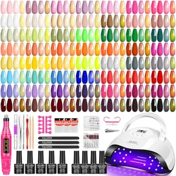 Gel Nail Polish Kit with Nail Lamp, Gel Nail Kit 55 Colors with Base MatteandGlossy Top Coat Soak Off Nails Supplies Manicure S